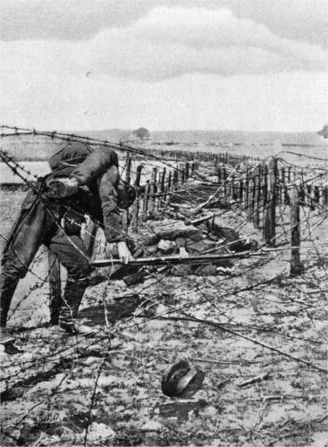 Ostfront 1. Weltkrieg: Im Drahtverhau gefallene Russen